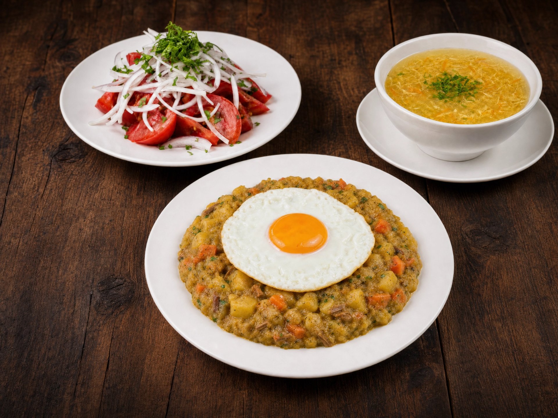 Charquicán + Ensalada Chilena + Consomé